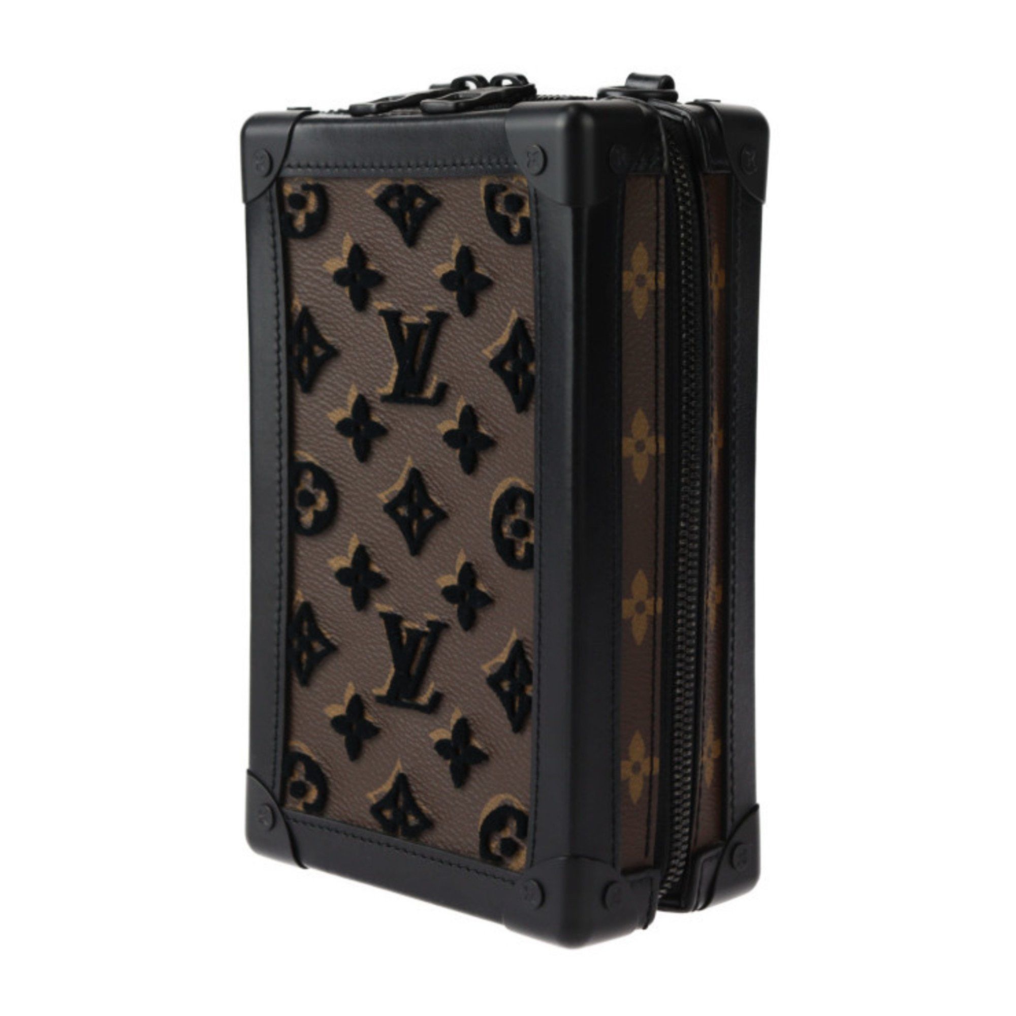 Louis Vuitton LOUIS VUITTON Vertical Soft Trunk Monogram Tuftage Shoulder Bag M45044 Leather Brown Black Pochette Round R2412123007050 Size ONE SIZE - 2 Thumbnail