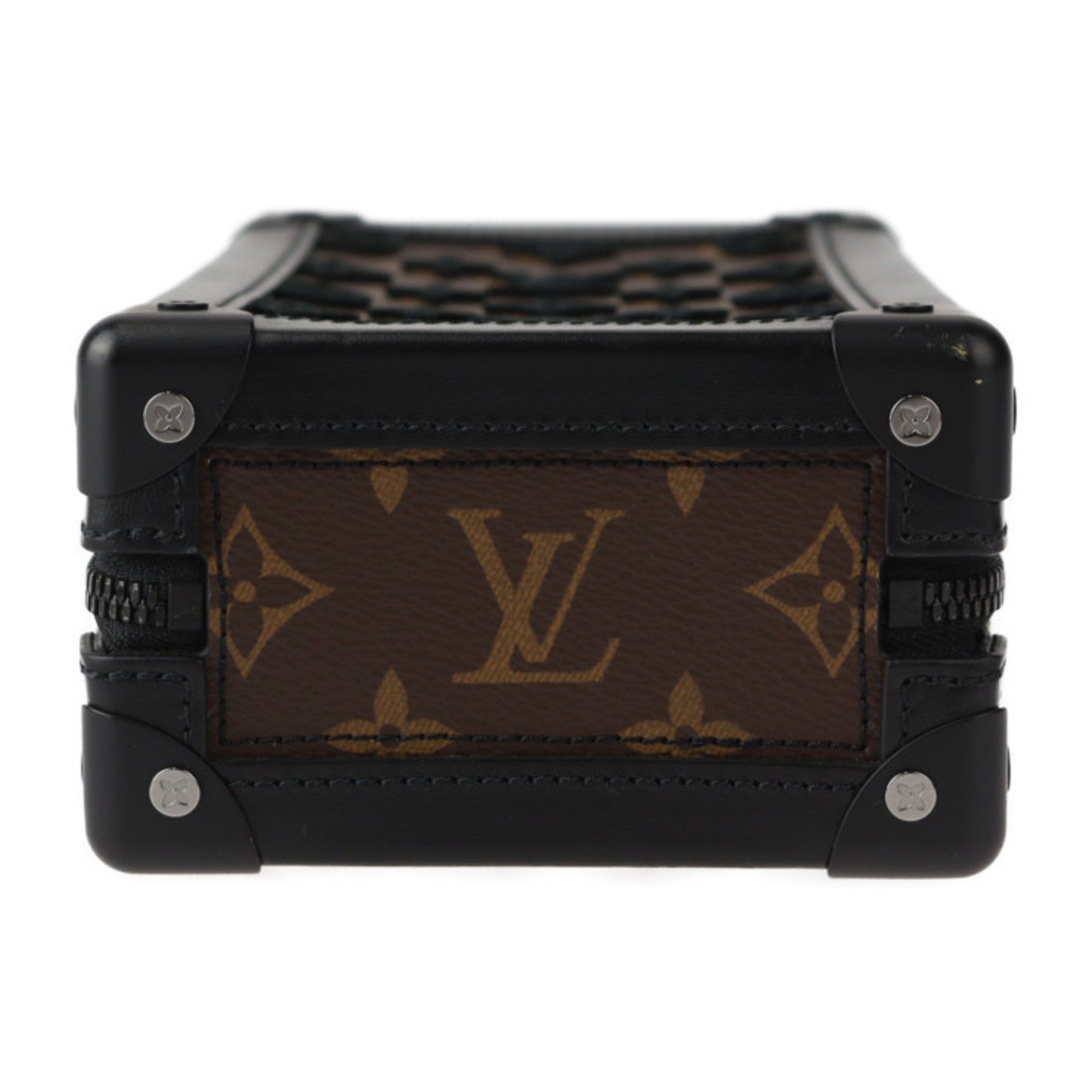 Louis Vuitton LOUIS VUITTON Vertical Soft Trunk Monogram Tuftage Shoulder Bag M45044 Leather Brown Black Pochette Round R2412123007050 Size ONE SIZE - 4 Thumbnail