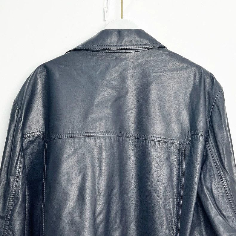 Versace Versace Blue Leather Biker Jacket - dmc Size US L / EU 52-54 / 3 - 9 Thumbnail