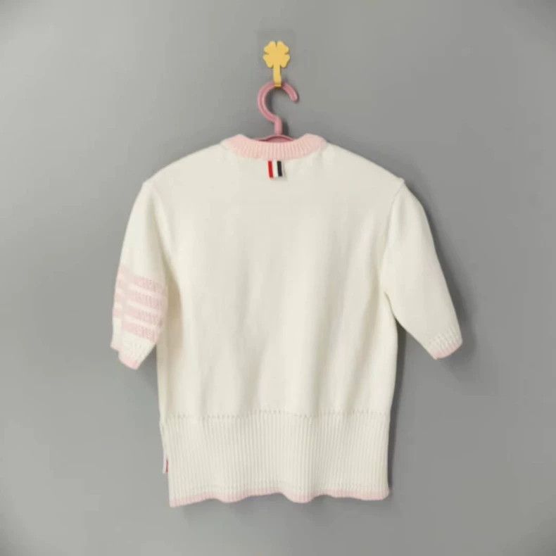 Thom Browne Thom Browne Cream Pink Short-Sleeve Knit - dmc Size US M / EU 48-50 / 2 - 2 Thumbnail