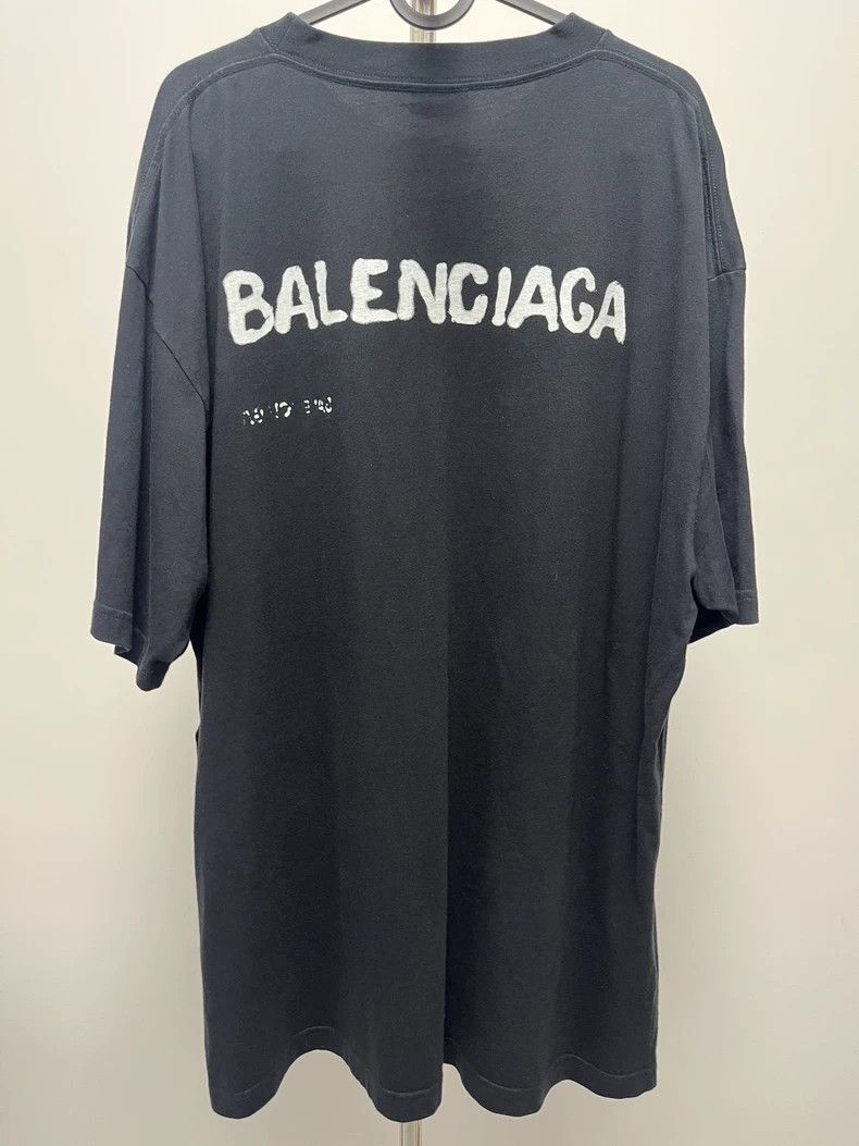 Balenciaga Balenciaga Black Graffiti Logo Short Sleeve - dmc Size US M / EU 48-50 / 2 - 2 Thumbnail