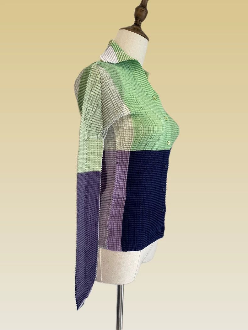 Issey Miyake Issey Miyake Color Block Button Up Top - dmc Size US M / EU 48-50 / 2 - 2 Thumbnail