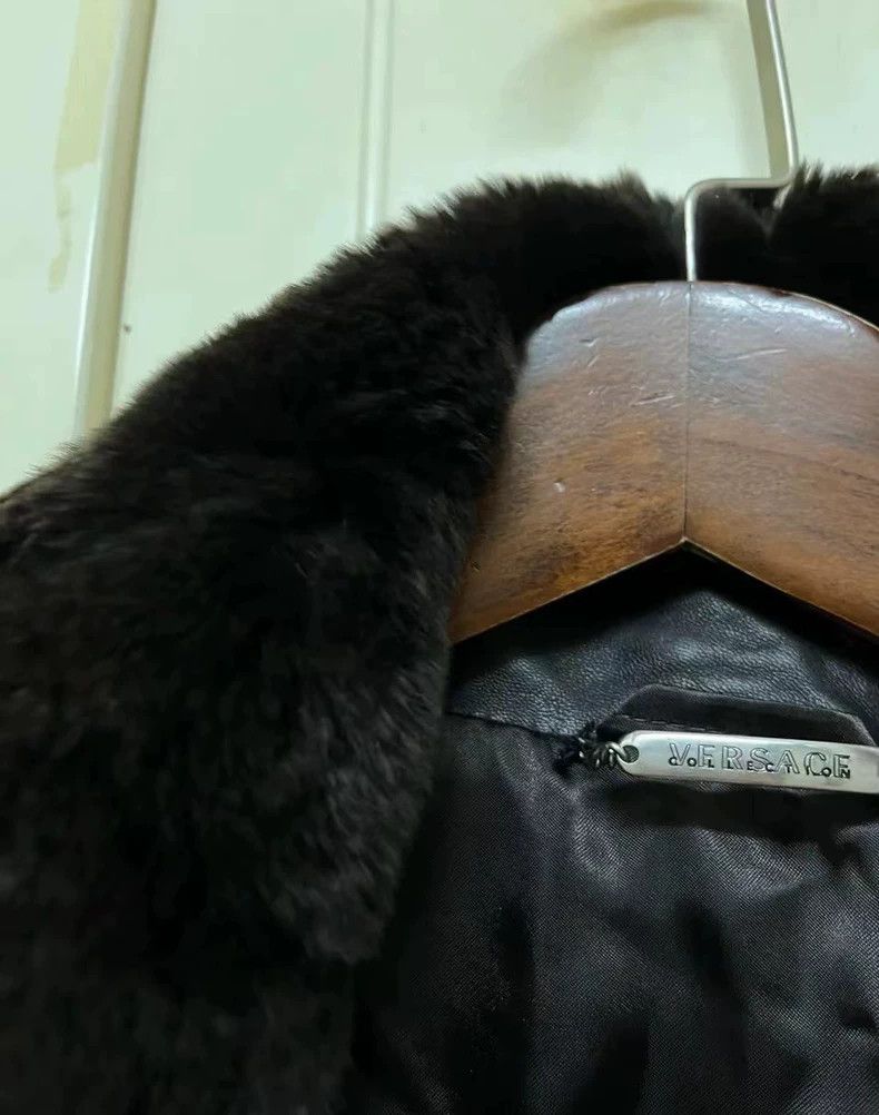 Versace Versace Men's Black Leather Jacket with Fur Collar - dmc Size US M / EU 48-50 / 2 - 3 Thumbnail