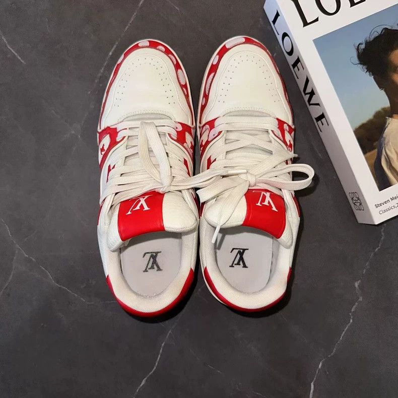 Louis Vuitton Louis Vuitton White Red Trainer Sneakers - dmc Size US 9.5 / EU 42-43 - 3 Thumbnail