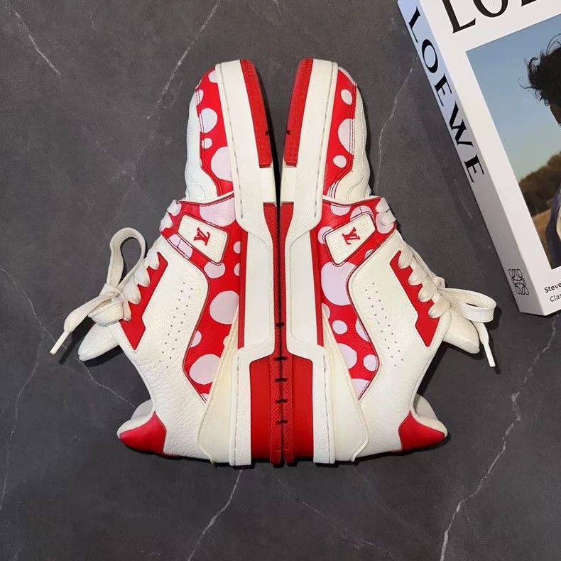 Louis Vuitton Louis Vuitton White Red Trainer Sneakers - dmc Size US 9.5 / EU 42-43 - 4 Thumbnail