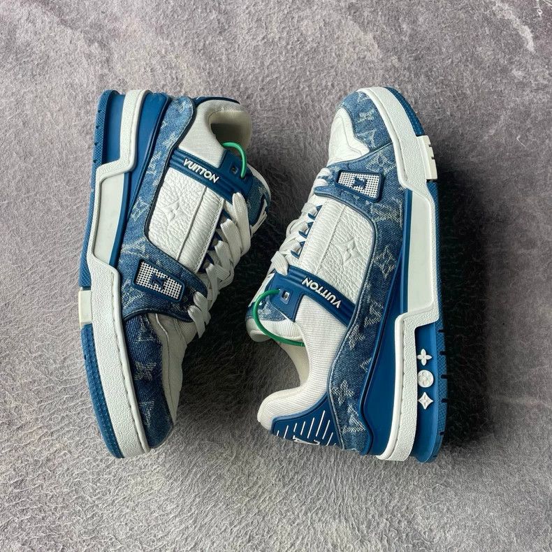 Louis Vuitton LV Trainer Denim White Blue Sneakers - dmc Size US 10.5 / EU 43-44 - 7 Thumbnail