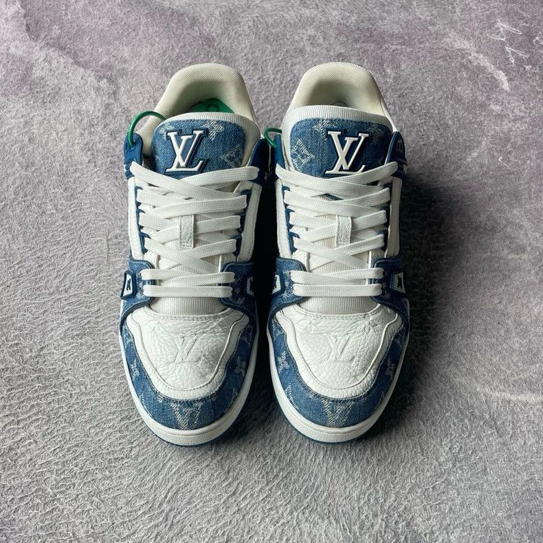 Louis Vuitton LV Trainer Denim White Blue Sneakers - dmc Size US 10.5 / EU 43-44 - 2 Thumbnail