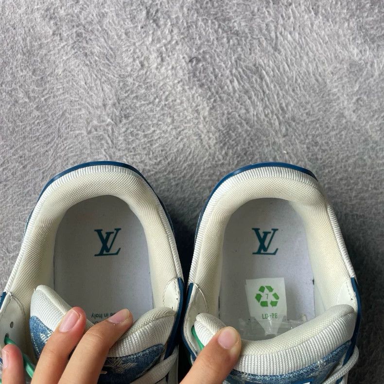 Louis Vuitton LV Trainer Denim White Blue Sneakers - dmc Size US 10.5 / EU 43-44 - 8 Thumbnail
