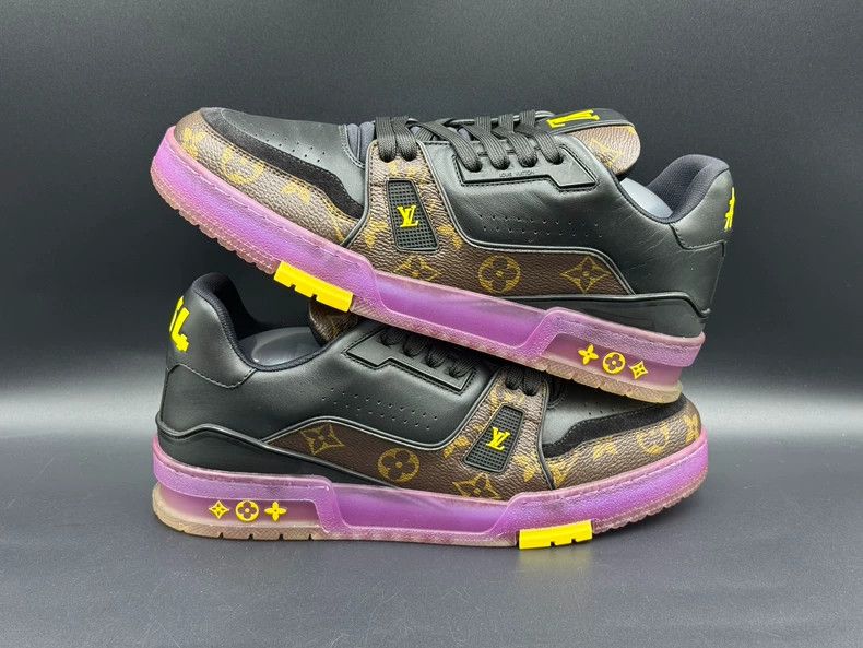 Louis Vuitton Louis Vuitton Trainer Purple Gold Sneakers - dmc Size US 8.5 / EU 41-42 - 3 Thumbnail
