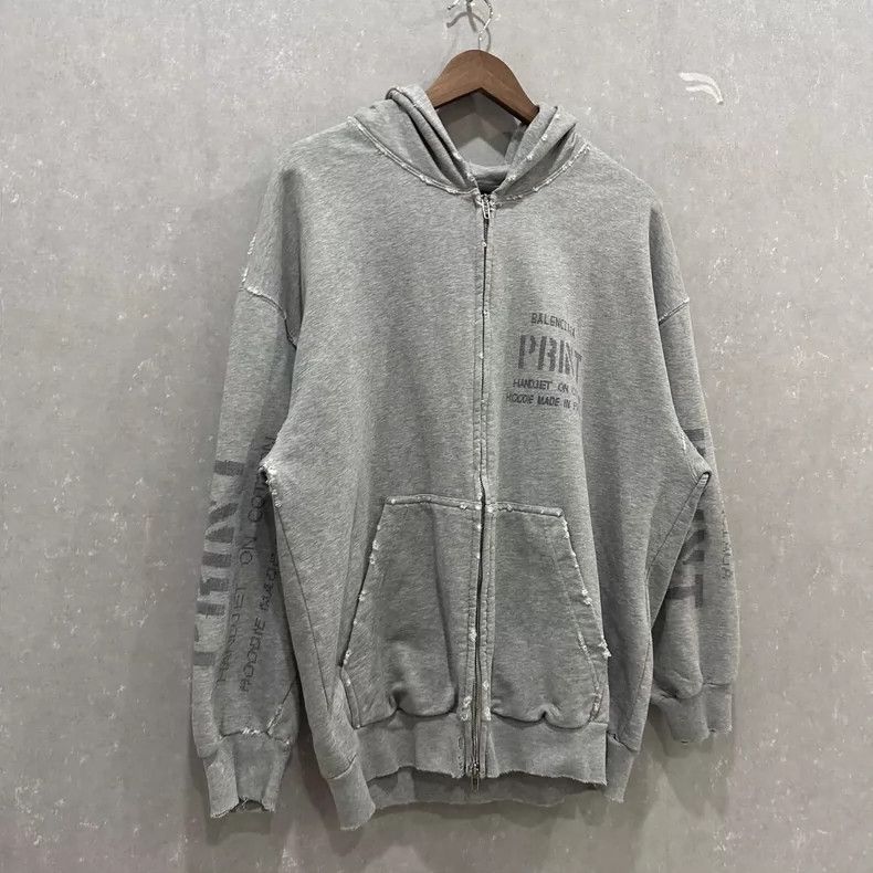 Balenciaga Balenciaga Print Distressed Zip Hoodie - dmc Size US M / EU 48-50 / 2 - 3 Thumbnail