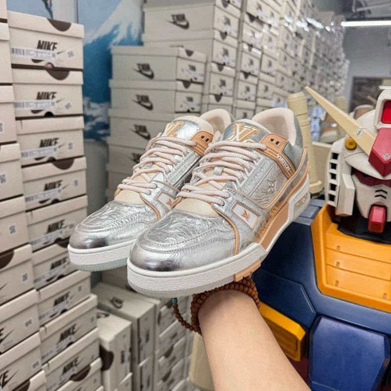 Louis Vuitton Louis Vuitton Silver Trainer Sneakers - dmc Size US 10.5 / EU 43-44 - 3 Thumbnail