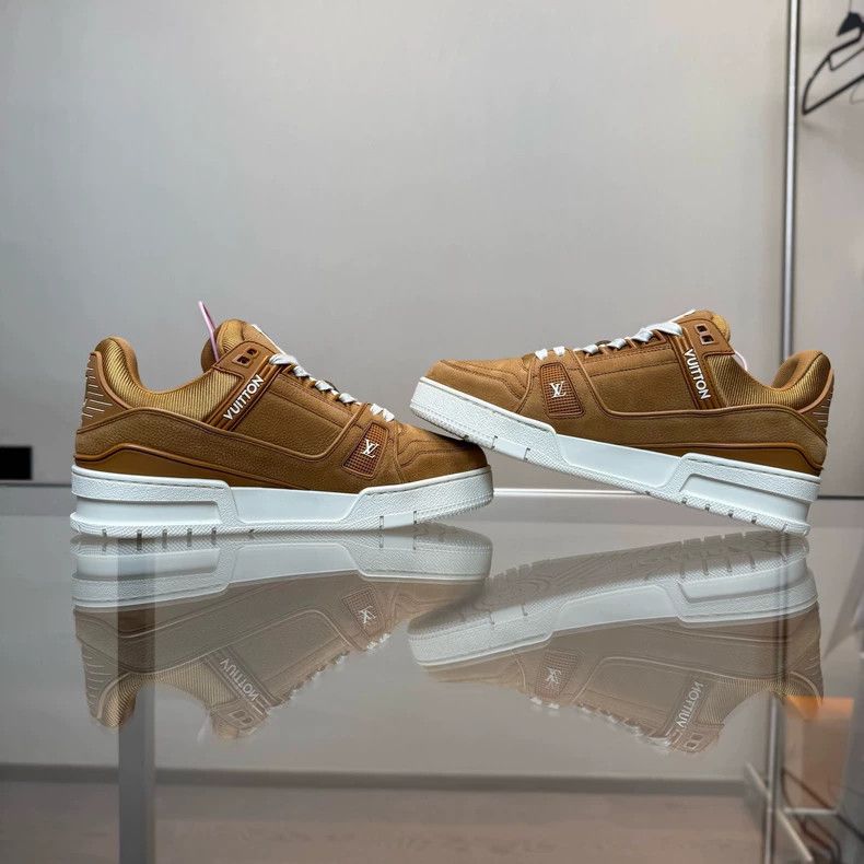 Louis Vuitton LV Trainer White Brown Suede Sneakers - dmc Size US 6 / EU 39 - 4 Thumbnail