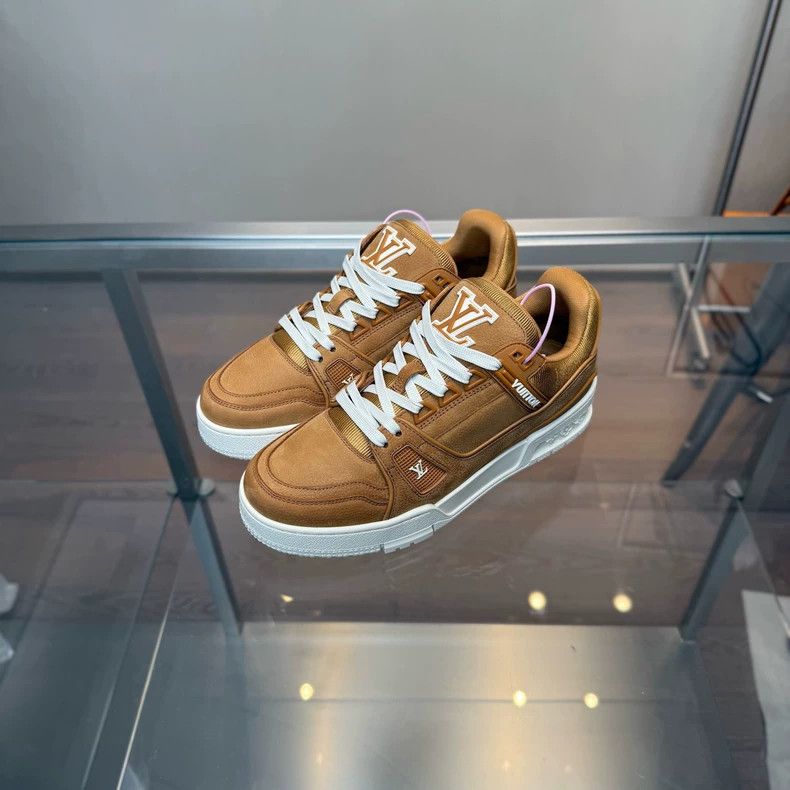 Louis Vuitton LV Trainer White Brown Suede Sneakers - dmc Size US 6 / EU 39 - 3 Thumbnail