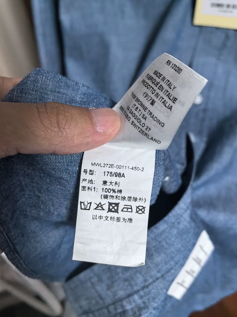 Thom Browne Thom Browne Men's Denim Button-Up Shirt - dmc Size US M / EU 48-50 / 2 - 6 Thumbnail
