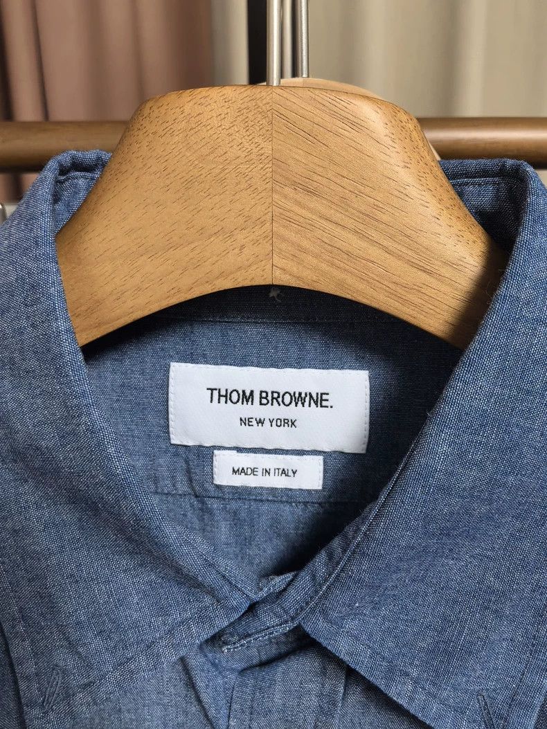 Thom Browne Thom Browne Men's Denim Button-Up Shirt - dmc Size US M / EU 48-50 / 2 - 3 Thumbnail