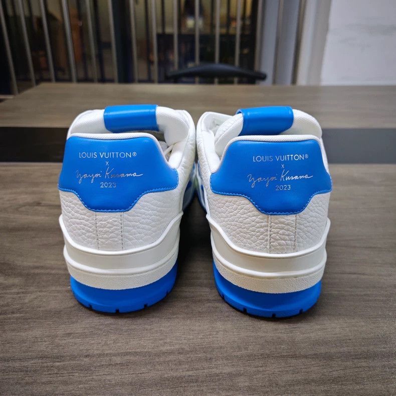 Louis Vuitton LV Trainer Kusama White Blue Dots - dmc Size US 10.5 / EU 43-44 - 5 Thumbnail
