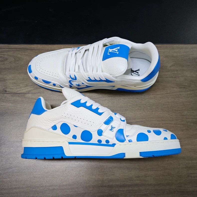 Louis Vuitton LV Trainer Kusama White Blue Dots - dmc Size US 10.5 / EU 43-44 - 3 Thumbnail
