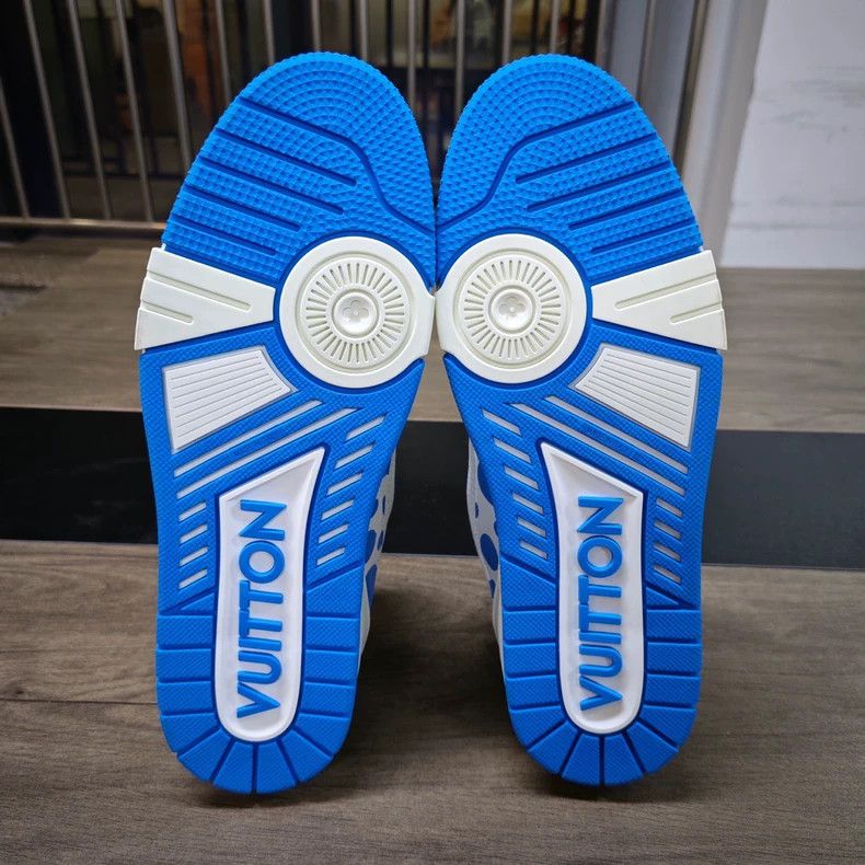 Louis Vuitton LV Trainer Kusama White Blue Dots - dmc Size US 10.5 / EU 43-44 - 6 Thumbnail
