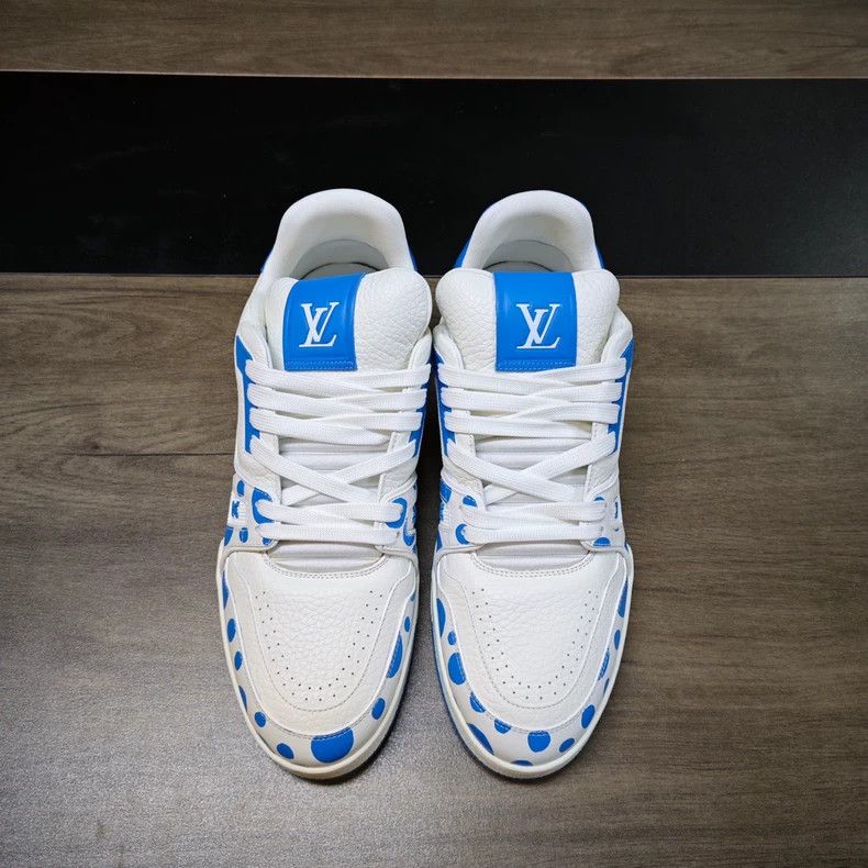 Louis Vuitton LV Trainer Kusama White Blue Dots - dmc Size US 10.5 / EU 43-44 - 2 Thumbnail