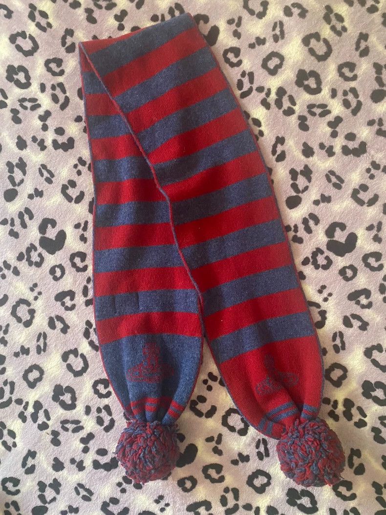 Vivienne Westwood Vivienne Westwood Red Blue Pom Pom Scarf - dmc Size ONE SIZE - 6 Thumbnail