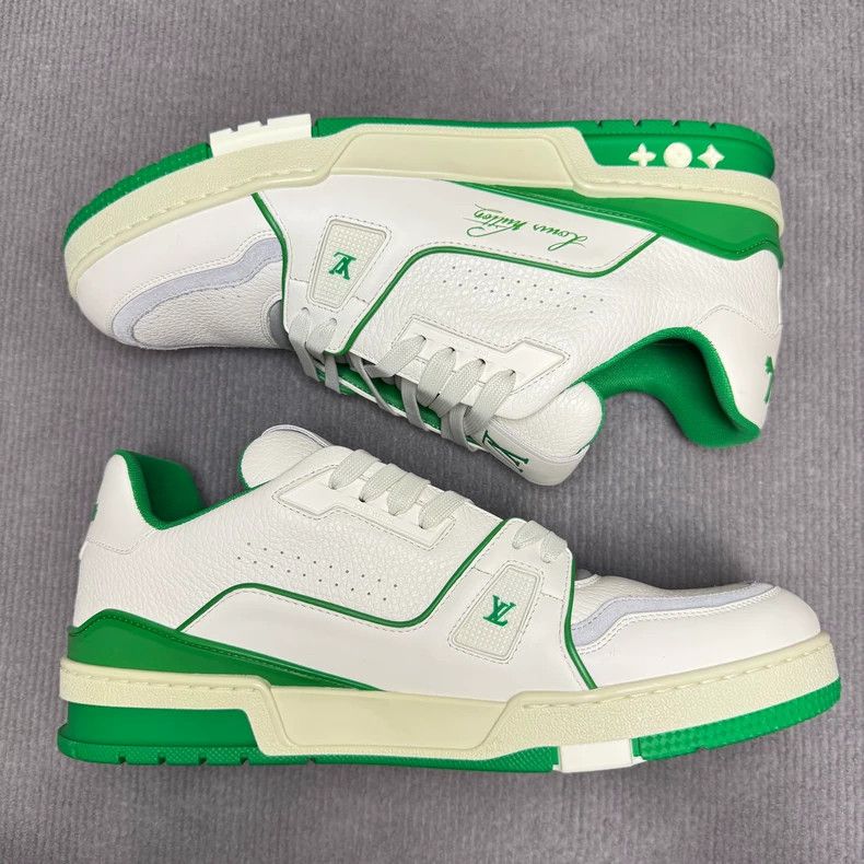 Louis Vuitton Louis Vuitton LV Trainer White Green - dmc Size US 10.5 / EU 43-44 - 5 Thumbnail