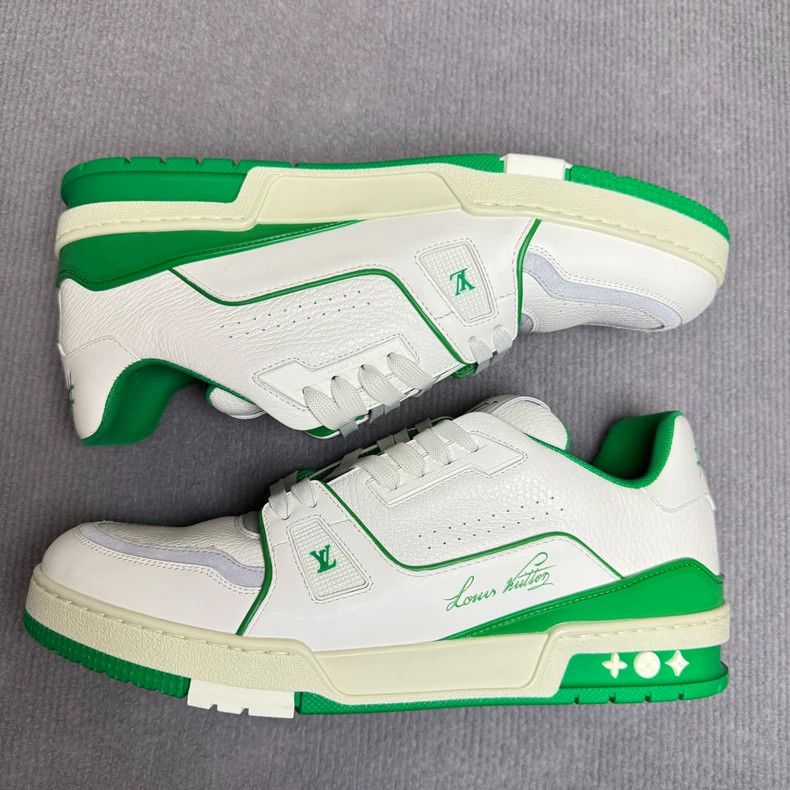 Louis Vuitton Louis Vuitton LV Trainer White Green - dmc Size US 10.5 / EU 43-44 - 4 Thumbnail