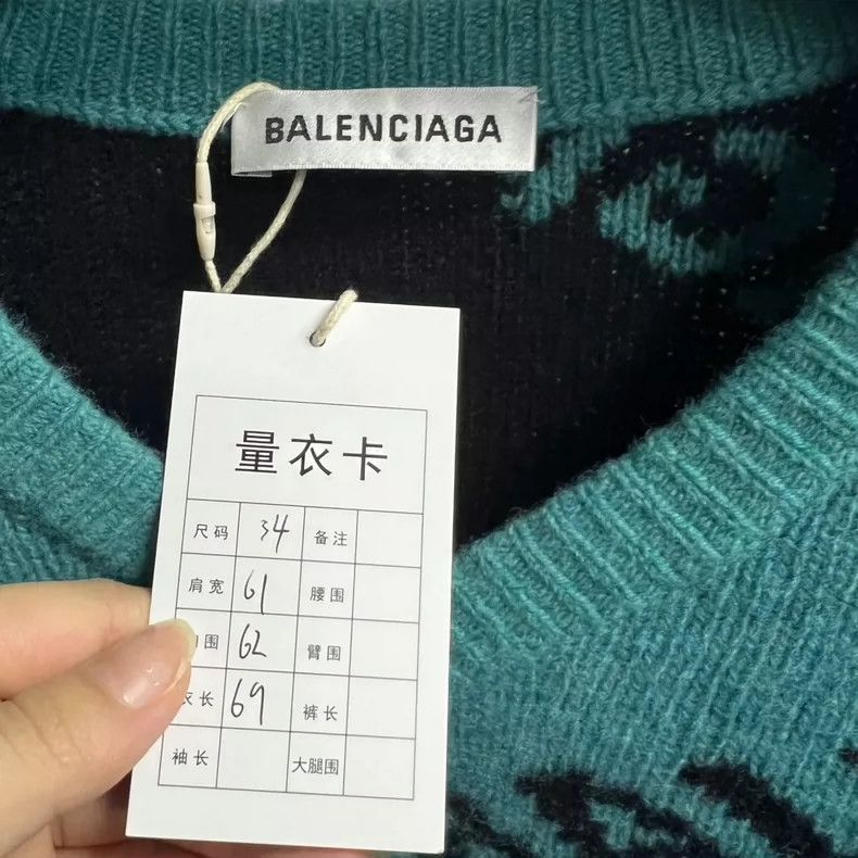 Balenciaga Balenciaga Blue V-Neck Logo Sweater - dmc Size US M / EU 48-50 / 2 - 5 Thumbnail