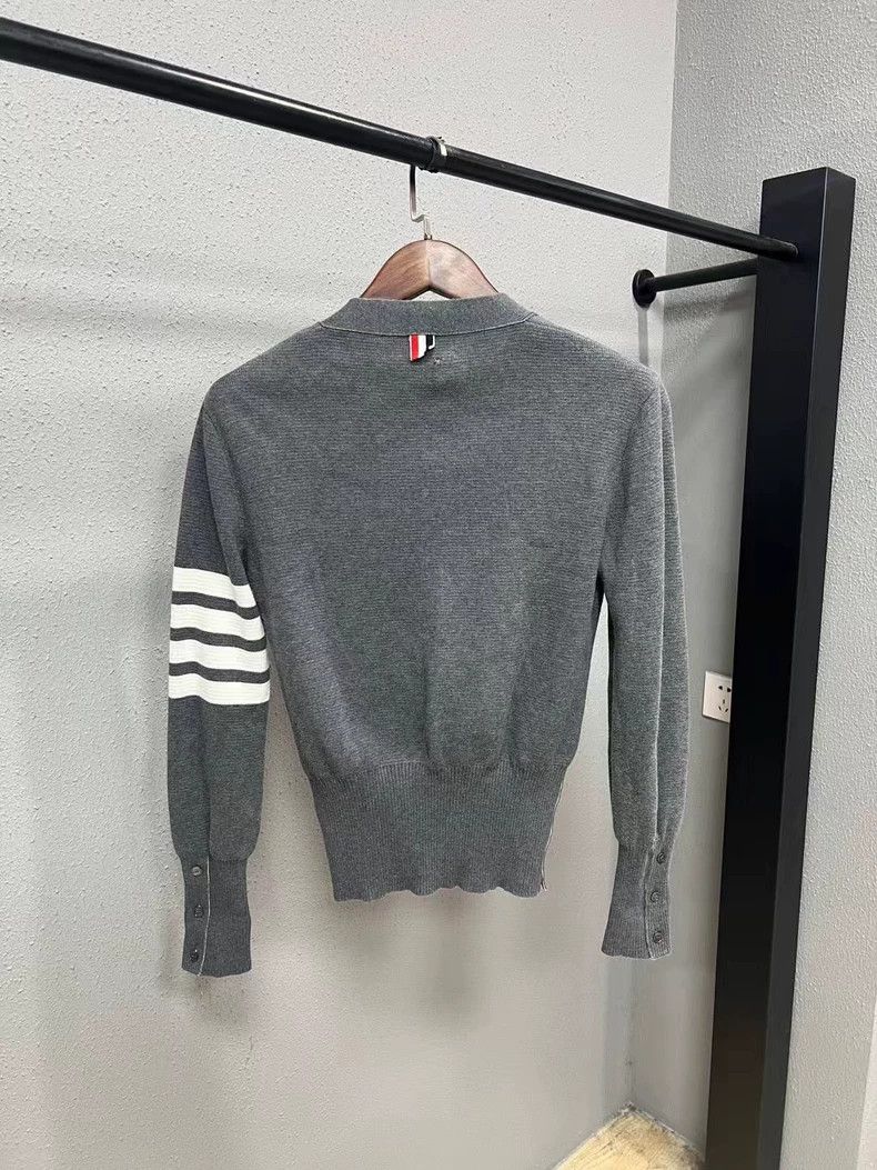 Thom Browne Thom Browne Gray Striped Cardigan - dmc Size US M / EU 48-50 / 2 - 2 Thumbnail