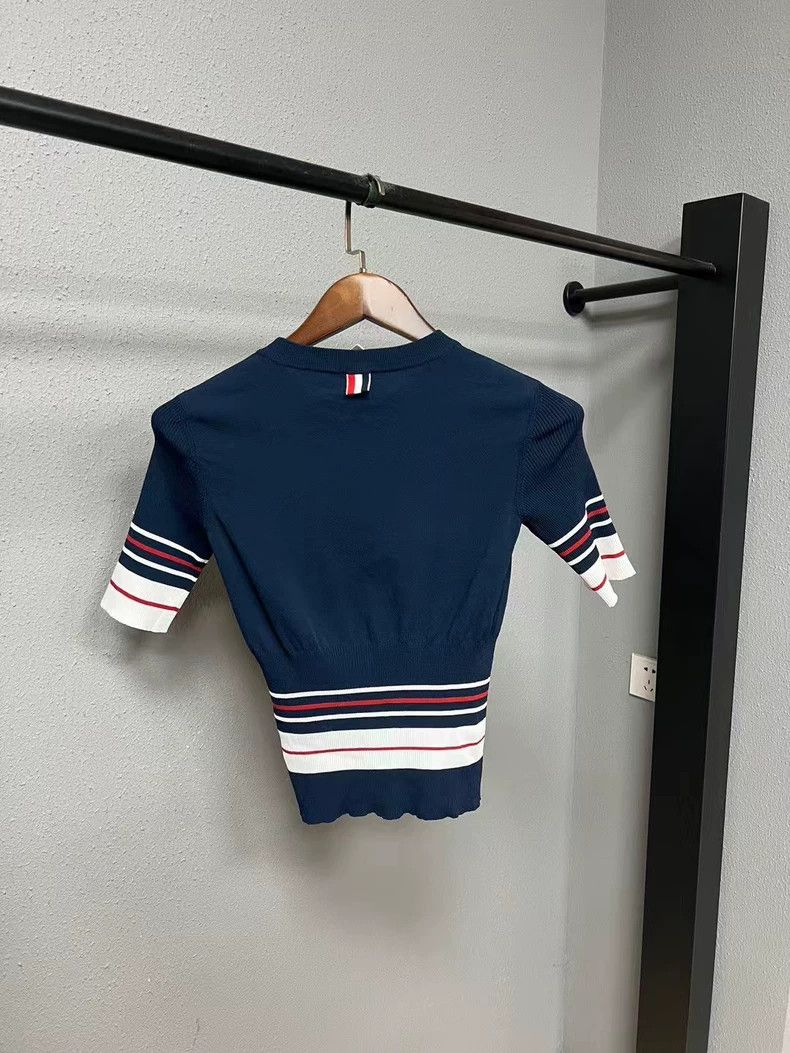 Thom Browne Thom Browne Navy Fitted Short-Sleeve Top - dmc Size US M / EU 48-50 / 2 - 2 Thumbnail