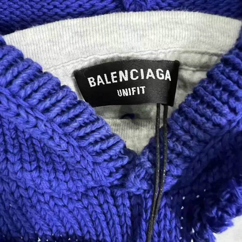 Balenciaga Balenciaga FW21 Logo Distressed Hooded Sweater - dmc Size US S / EU 44-46 / 1 - 3 Thumbnail