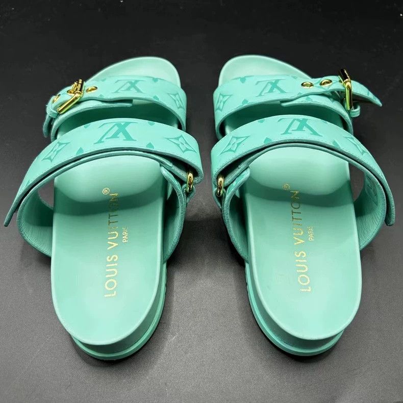 Louis Vuitton Louis Vuitton Green Monogram Slide Sandals - dmc Size US 6.5 / EU 39-40 - 3 Thumbnail