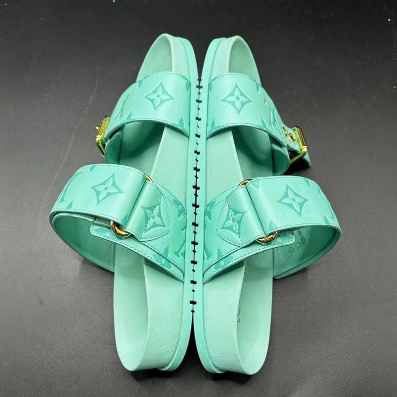 Louis Vuitton Louis Vuitton Green Monogram Slide Sandals - dmc Size US 6.5 / EU 39-40 - 4 Thumbnail