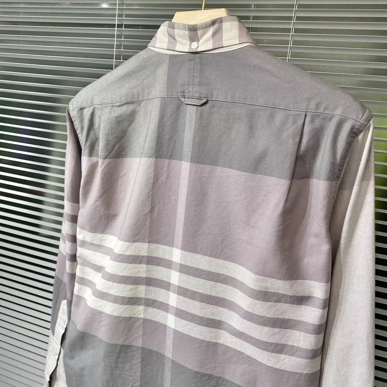 Thom Browne Thom Browne Gray Plaid Long Sleeve Shirt - dmc Size US M / EU 48-50 / 2 - 9 Thumbnail
