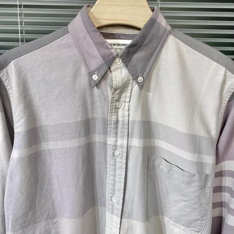 Thom Browne Thom Browne Gray Plaid Long Sleeve Shirt - dmc Size US M / EU 48-50 / 2 - 6 Thumbnail