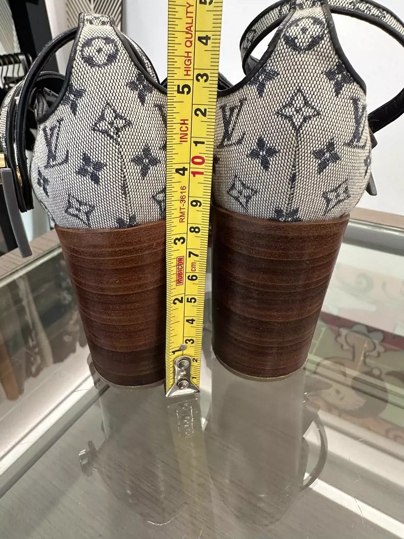 Louis Vuitton LV Monogram Denim High-Heel Sandals - dmc Size US 7.5 / EU 40-41 - 5 Thumbnail