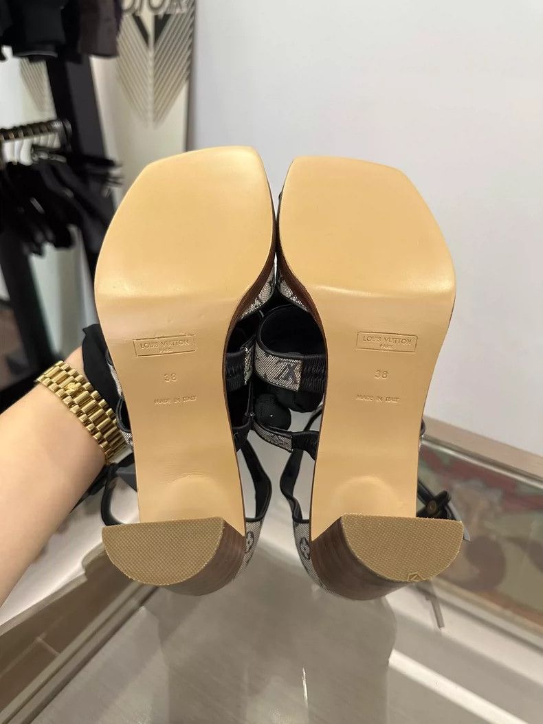 Louis Vuitton LV Monogram Denim High-Heel Sandals - dmc Size US 7.5 / EU 40-41 - 6 Thumbnail