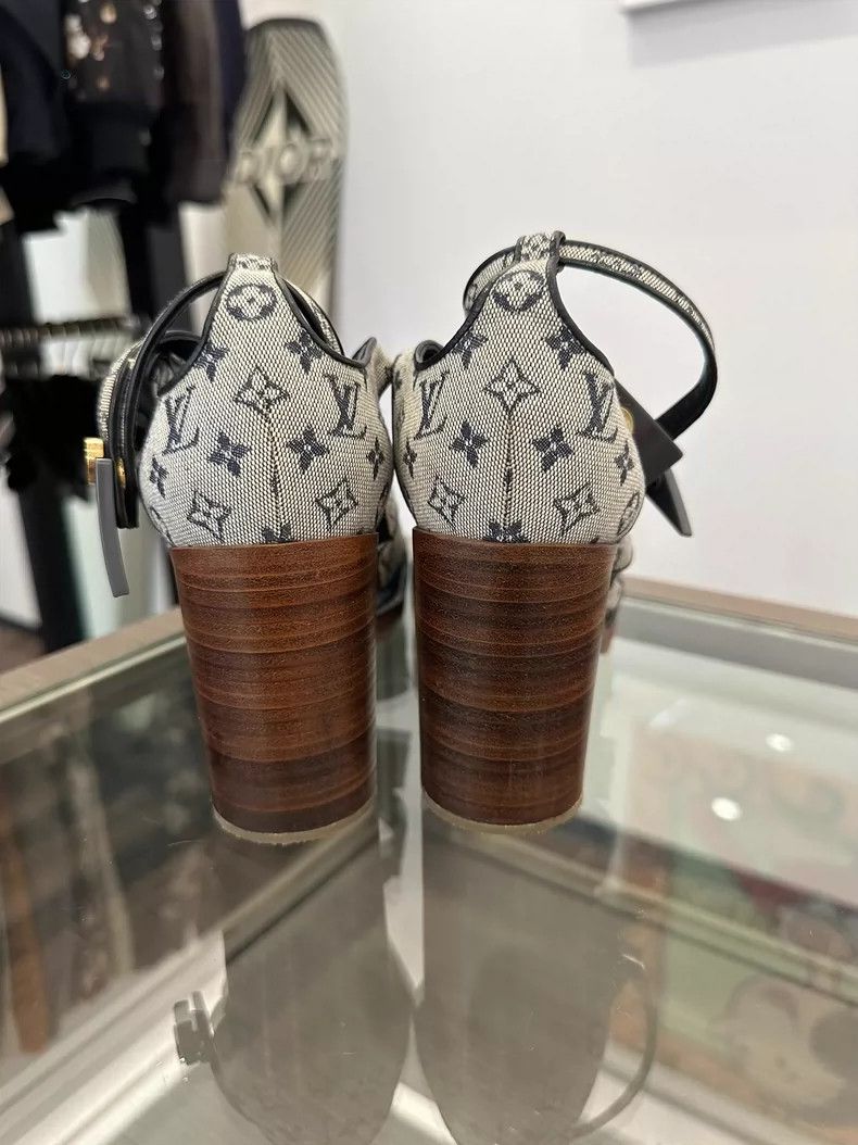 Louis Vuitton LV Monogram Denim High-Heel Sandals - dmc Size US 7.5 / EU 40-41 - 4 Thumbnail
