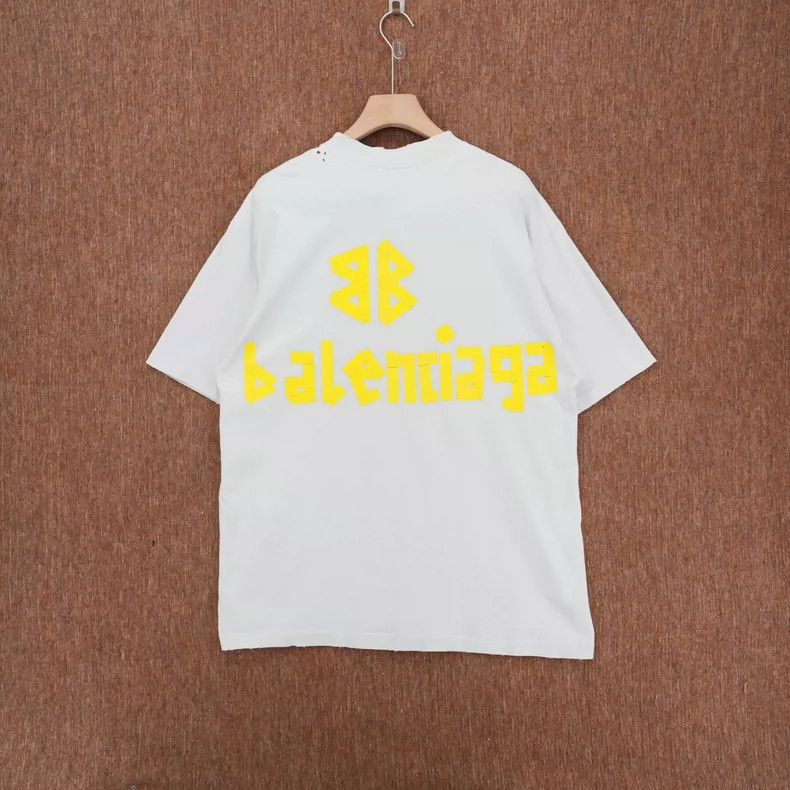 Balenciaga Balenciaga White Distressed Logo Short Sleeve - dmc Size US S / EU 44-46 / 1 - 5 Thumbnail