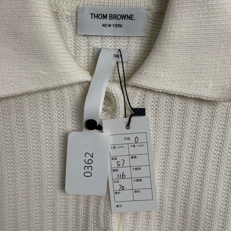 Thom Browne Thom Browne Cream 4-Stripe Polo Sweater - dmc Size US XS / EU 42 / 0 - 3 Thumbnail