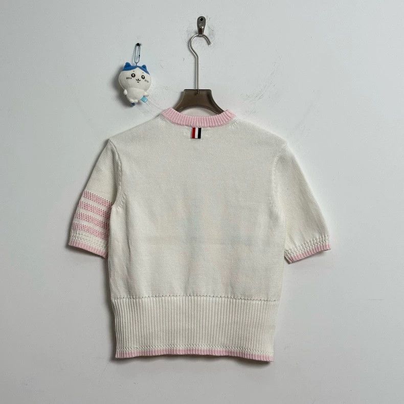 Thom Browne Thom Browne Pink Stripe Knit Short Sleeve - dmc Size US M / EU 48-50 / 2 - 3 Thumbnail