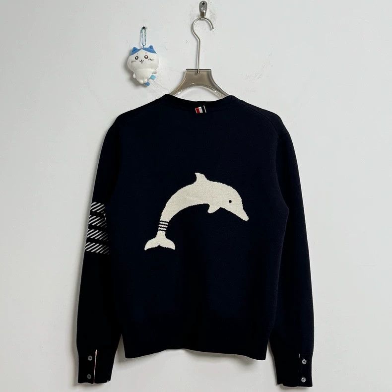 Thom Browne Thom Browne Navy Dolphin Logo Cardigan - dmc Size US M / EU 48-50 / 2 - 3 Thumbnail