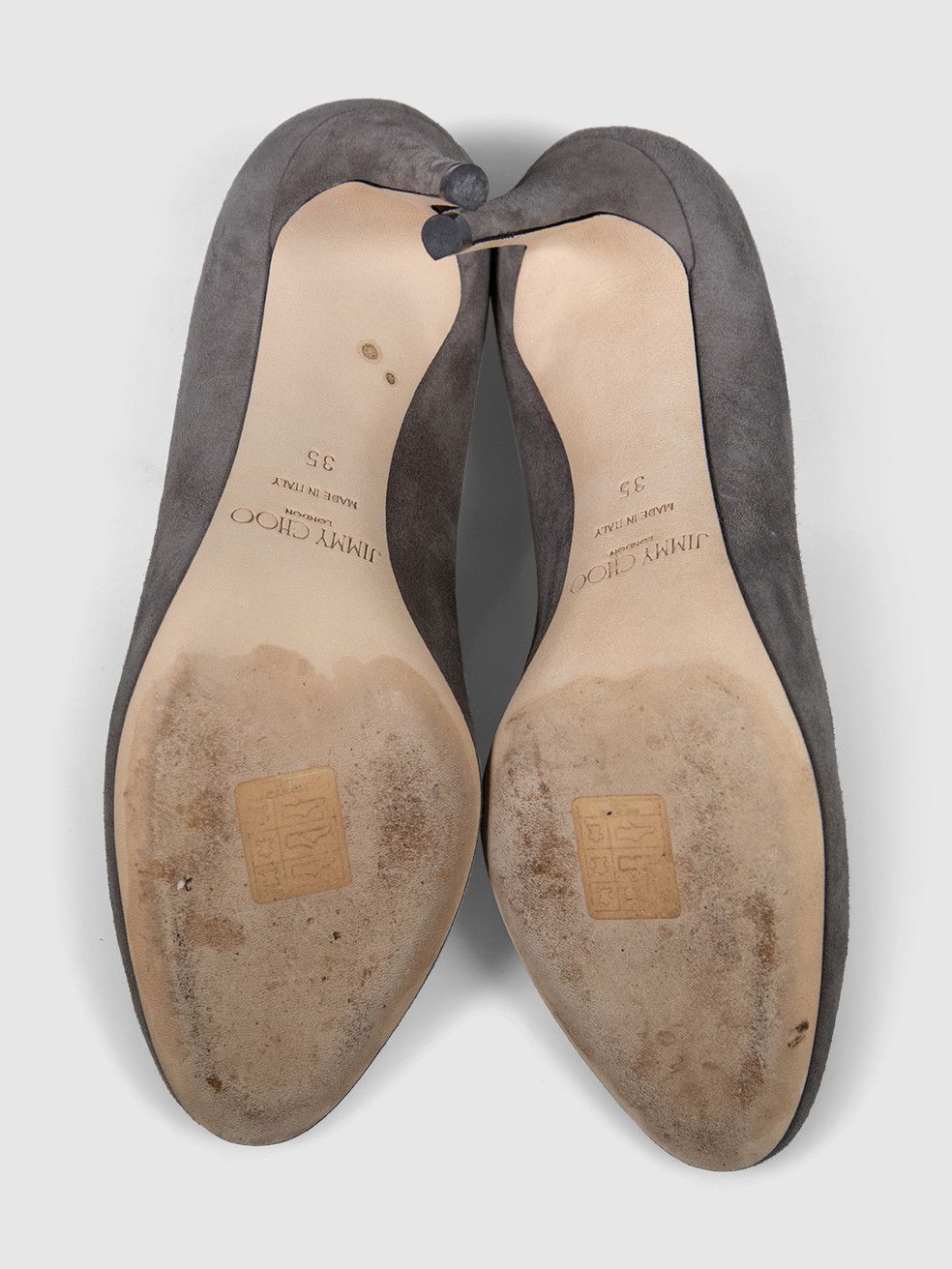 Jimmy Choo Grey Suede Almond Toe Pumps Size US 5 / IT 35 - 5 Thumbnail
