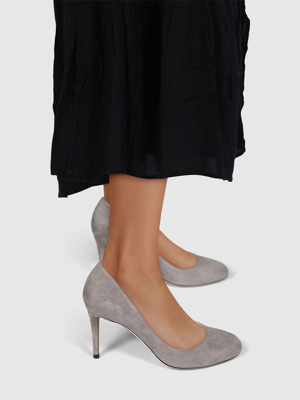 Jimmy Choo Grey Suede Almond Toe Pumps Size US 5 / IT 35 - 2 Thumbnail