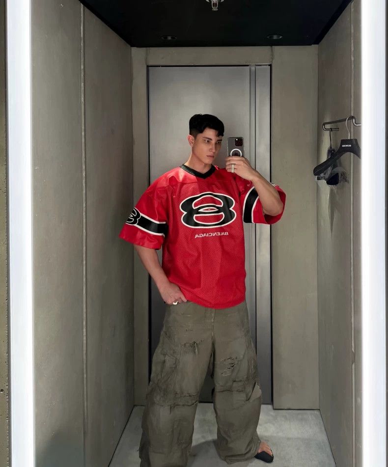 Balenciaga Balenciaga Red 25 Rugby Short Sleeve Jersey - dmc Size US M / EU 48-50 / 2 - 6 Thumbnail