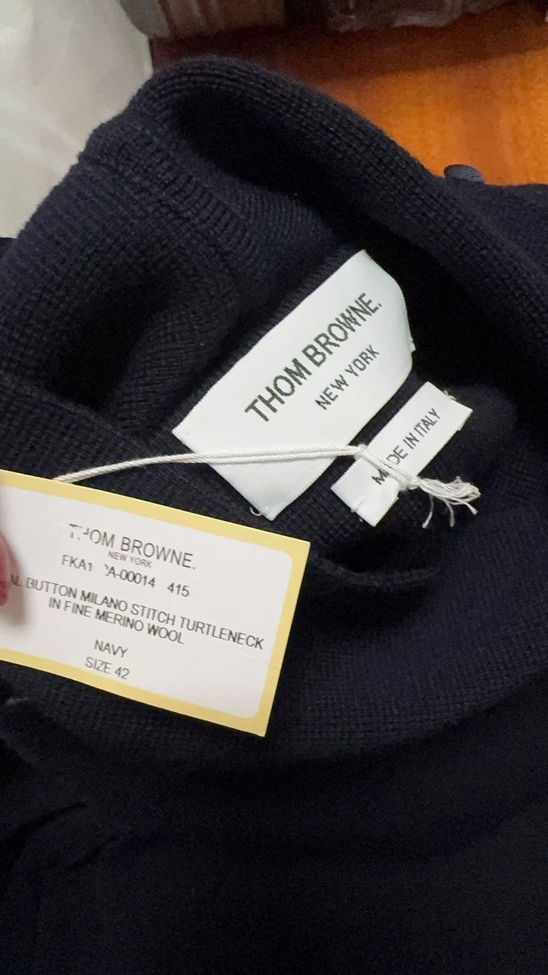 THOM BROWNE Navy Turtleneck Wool Sweater - dmc