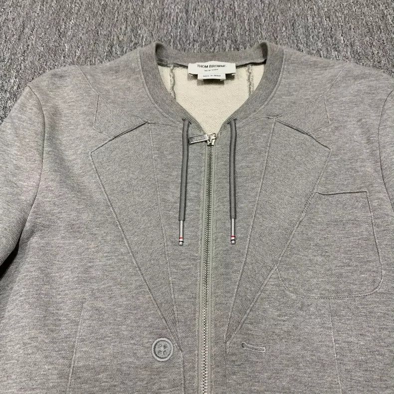 Thom Browne Thom Browne Grey Zip Jacket with Stripes - dmc Size US M / EU 48-50 / 2 - 7 Thumbnail