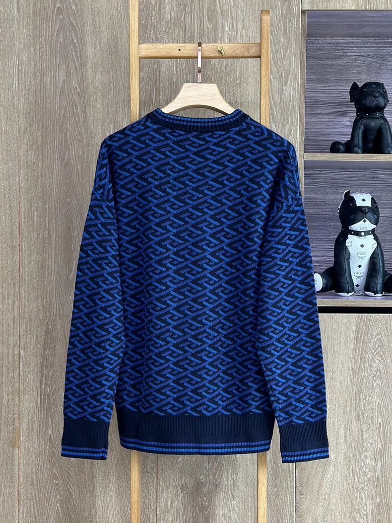Versace VERSACE Blue Greek Key Pattern Sweater - dmc Size US L / EU 52-54 / 3 - 2 Thumbnail