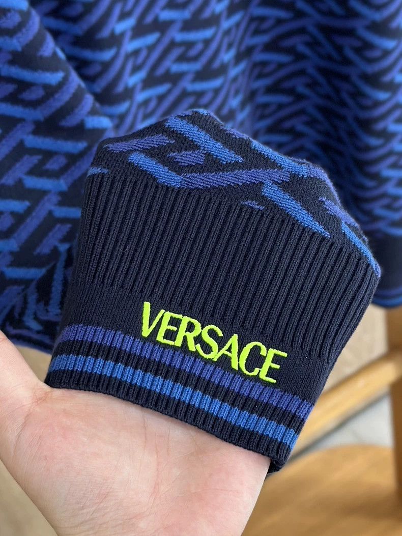 Versace VERSACE Blue Greek Key Pattern Sweater - dmc Size US L / EU 52-54 / 3 - 4 Thumbnail