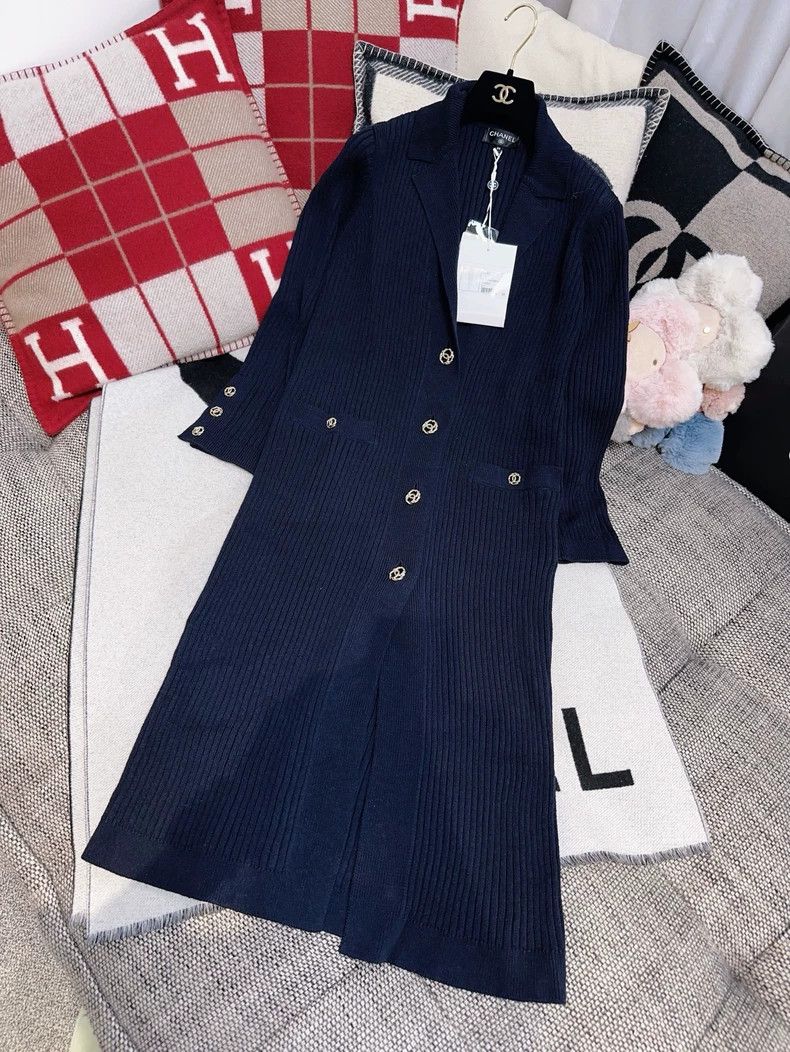 Chanel Chanel Blue Knit Long Cardigan Coat - dmc Size US M / EU 48-50 / 2 - 3 Thumbnail