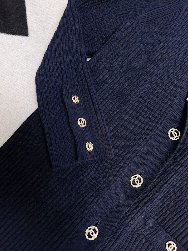 Chanel Chanel Blue Knit Long Cardigan Coat - dmc Size US M / EU 48-50 / 2 - 4 Thumbnail